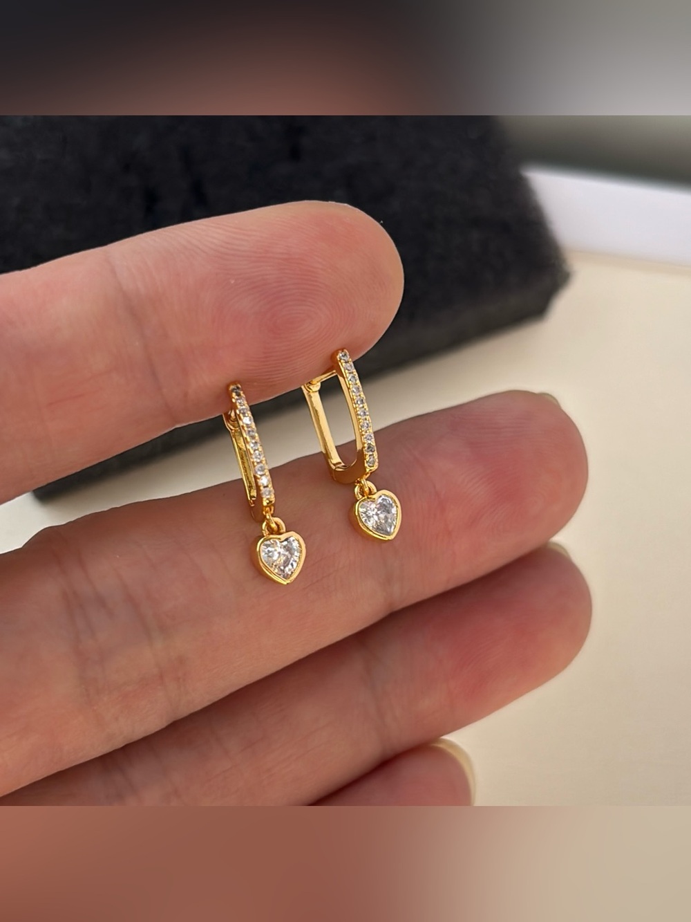 CZ Love Heart Dangle Drop Earrings for Women